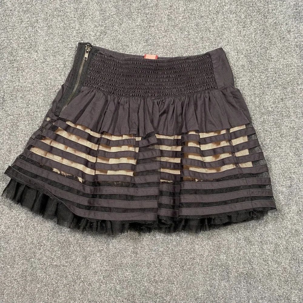 Free People Ruffled Kawaii Striped Baby Doll Gothic‎ Lolita Mini Skirt 4